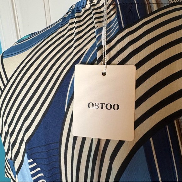 OSTOO XL multi colored blue & white stripe pattern maxi dress - Picture 12 of 15